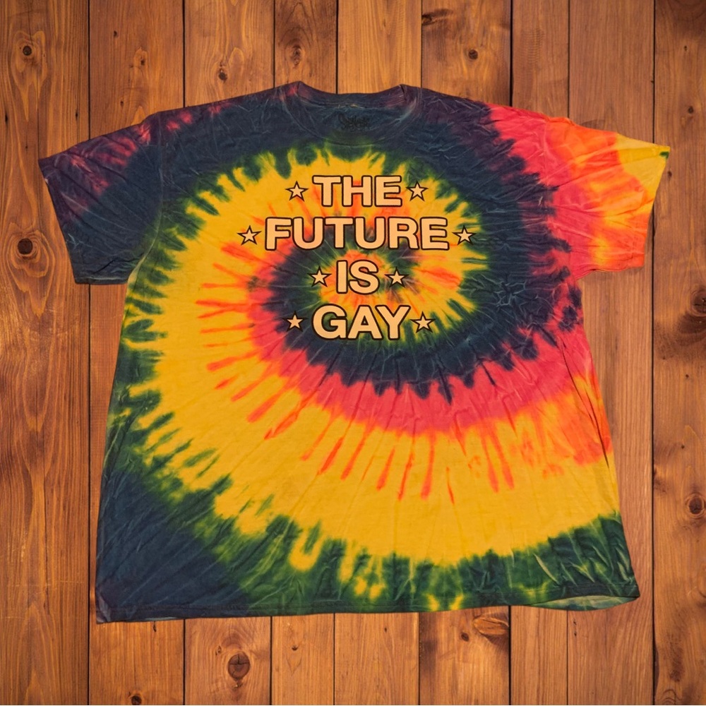 The Future Is Gay Tie Dye Rainbow Pride Shirt Bisexual LGBTQ Trans Rights Queer